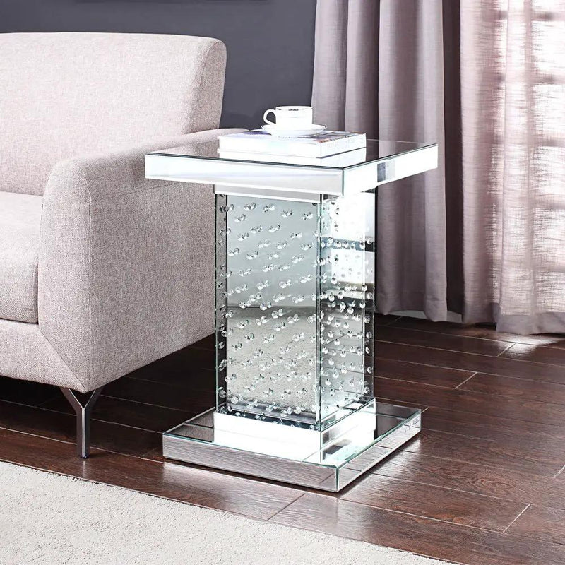 Nysa - 26" End Table - Mirrored & Faux Crystals by Unique Piece Furniture
