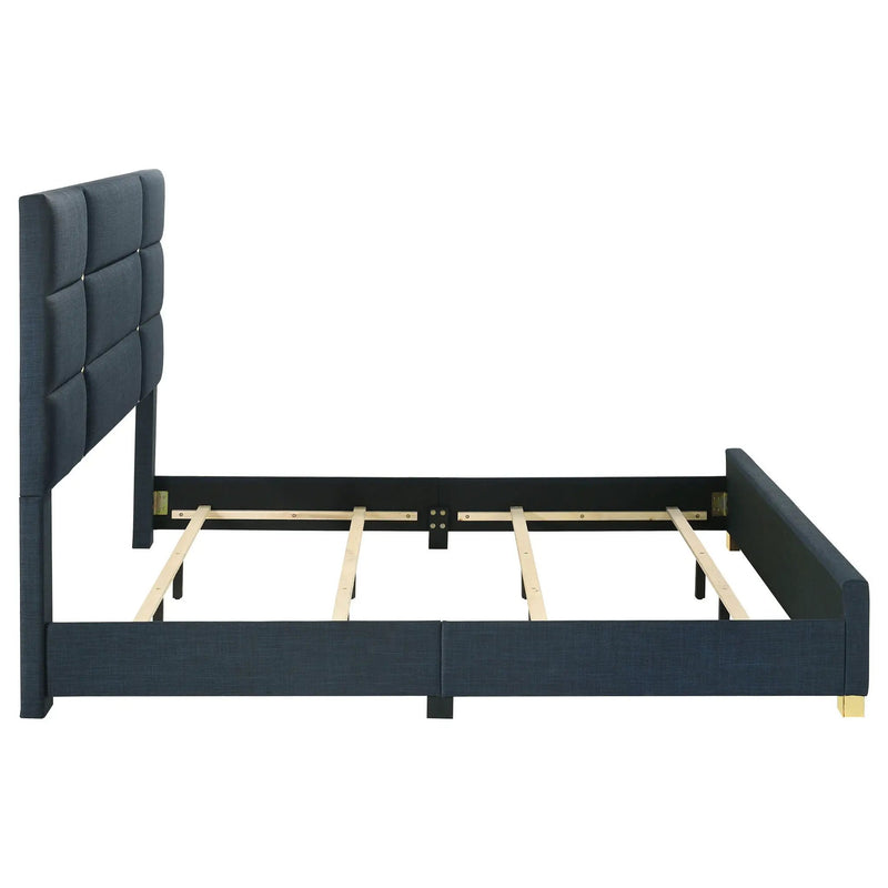 Ines 56-inch Fabric Upholstered Eastern King Panel Bed Navy by Unique Piece Furniture