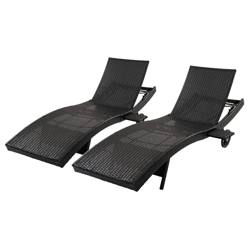 K&K 80'' Patio Wicker Chaise Lounge Chairs Set of 2 by HouseOfZazla