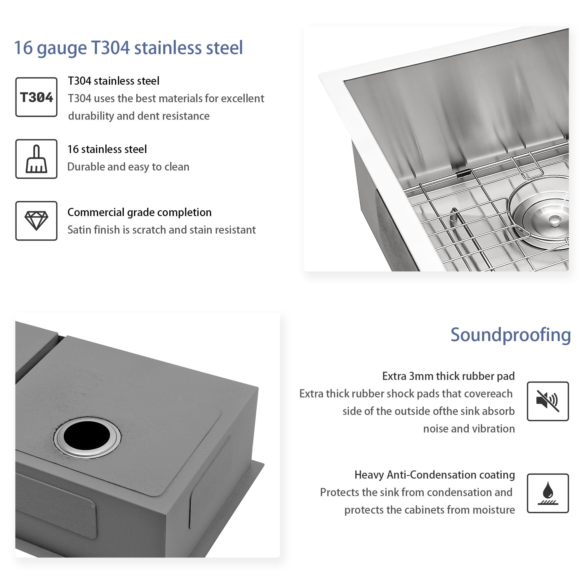 Modern Double Bowl Undermount Sink Design With 10" Deep Basins by HouseOfZazla