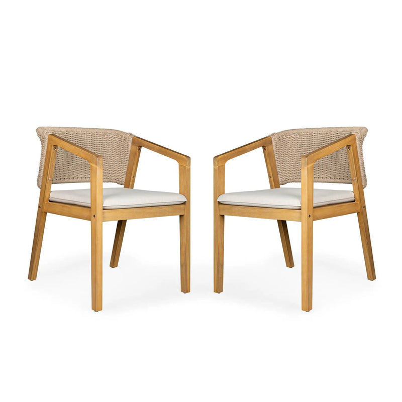 Outdoor Dining Set 1 Table 4 Chairs (Set of 5) - Teak / Beige by HouseOfZazla