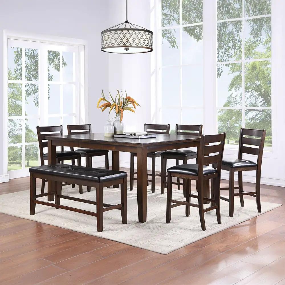 Urbana - Counter Height Chair (Set of 2) - Black Synthetic Leather & Espresso by Unique Piece Furniture