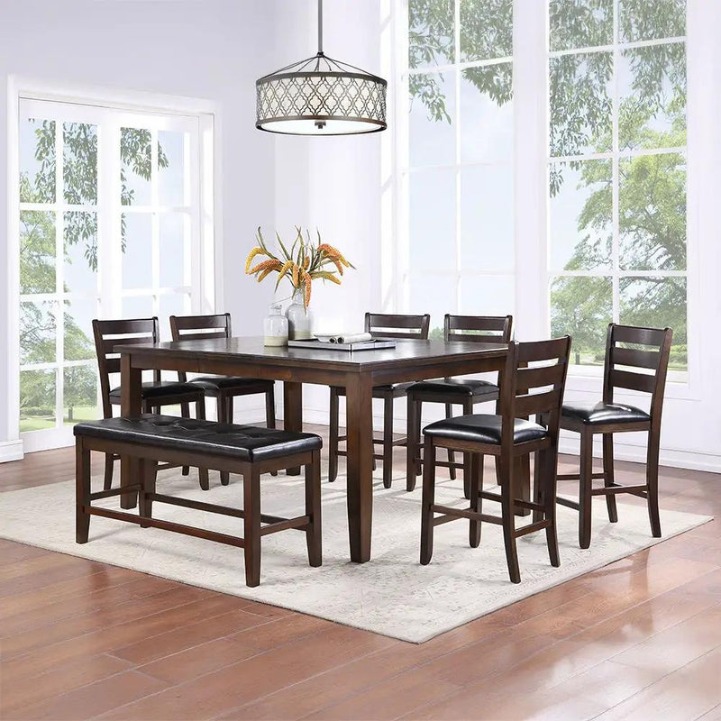 Urbana - Counter Height Chair (Set of 2) - Black Synthetic Leather & Espresso by Unique Piece Furniture