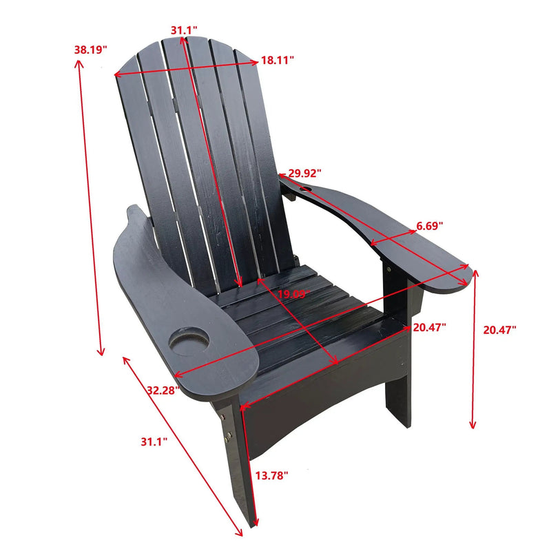 Outdoor Or Indoor Wood Adirondack Chair With An Hole To Hold Umbrella, On The Arm by HouseOfZazla
