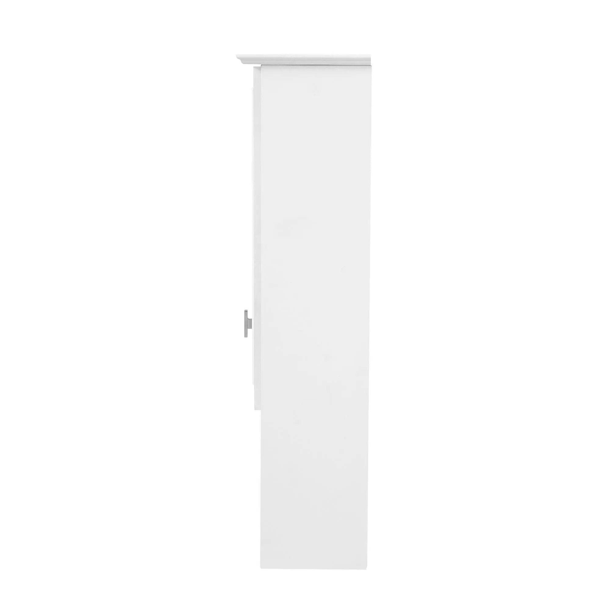 Wall Mount 2 In 1 Mirror Cabinet With Adjustable Shelves, Open Storage, For Bathroom Vanity - White