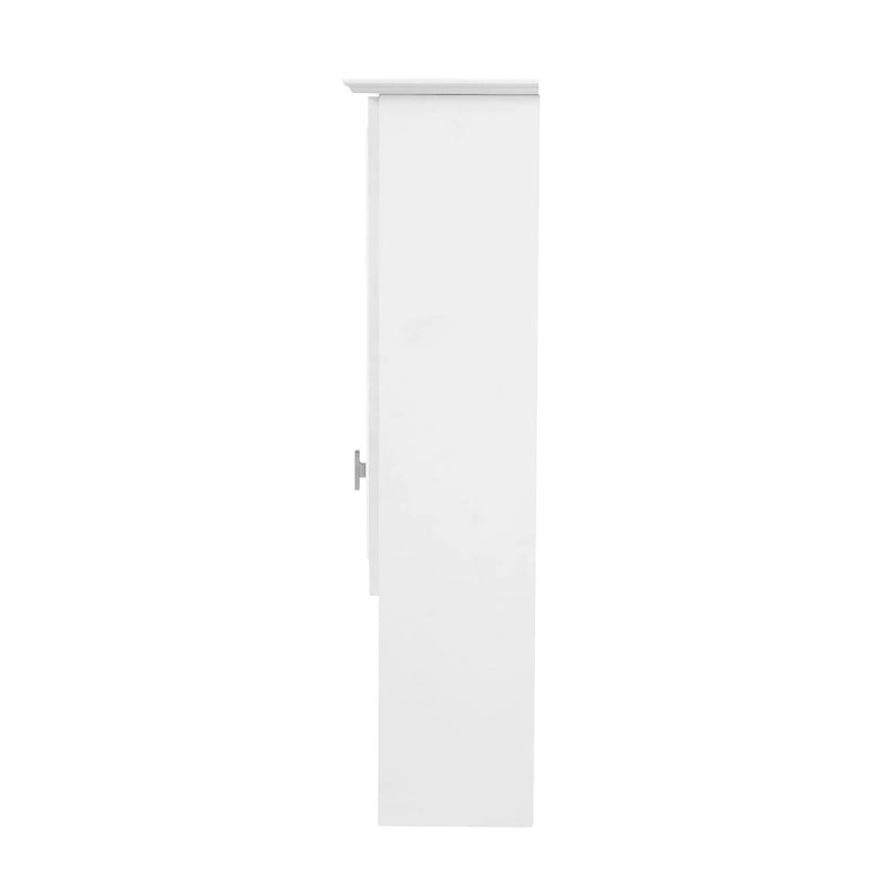 Wall Mount 2 In 1 Mirror Cabinet With Adjustable Shelves, Open Storage, For Bathroom Vanity - White