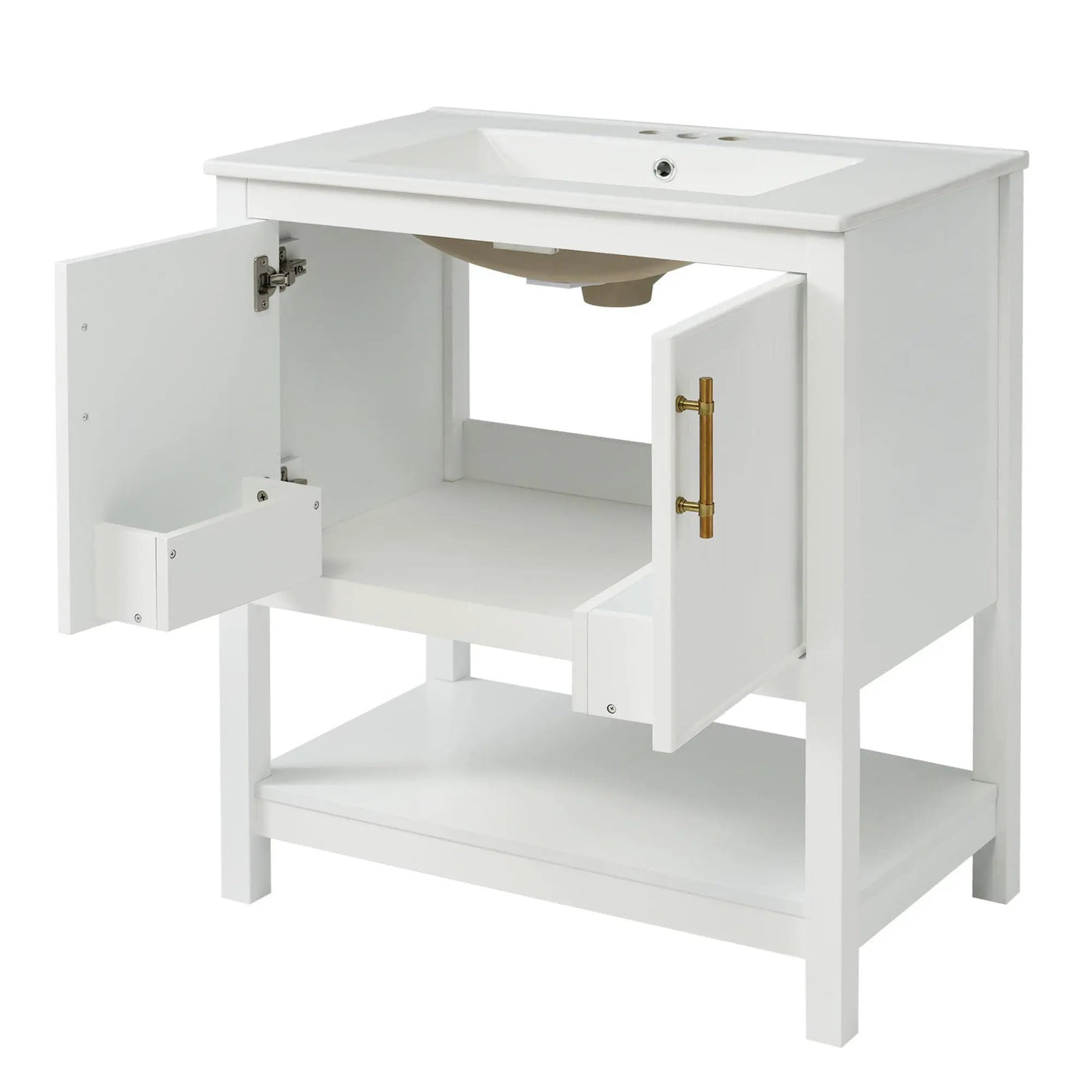 Elegant Bathroom Vanity With Ceramic Sink And Versatile Storage by HouseOfZazla
