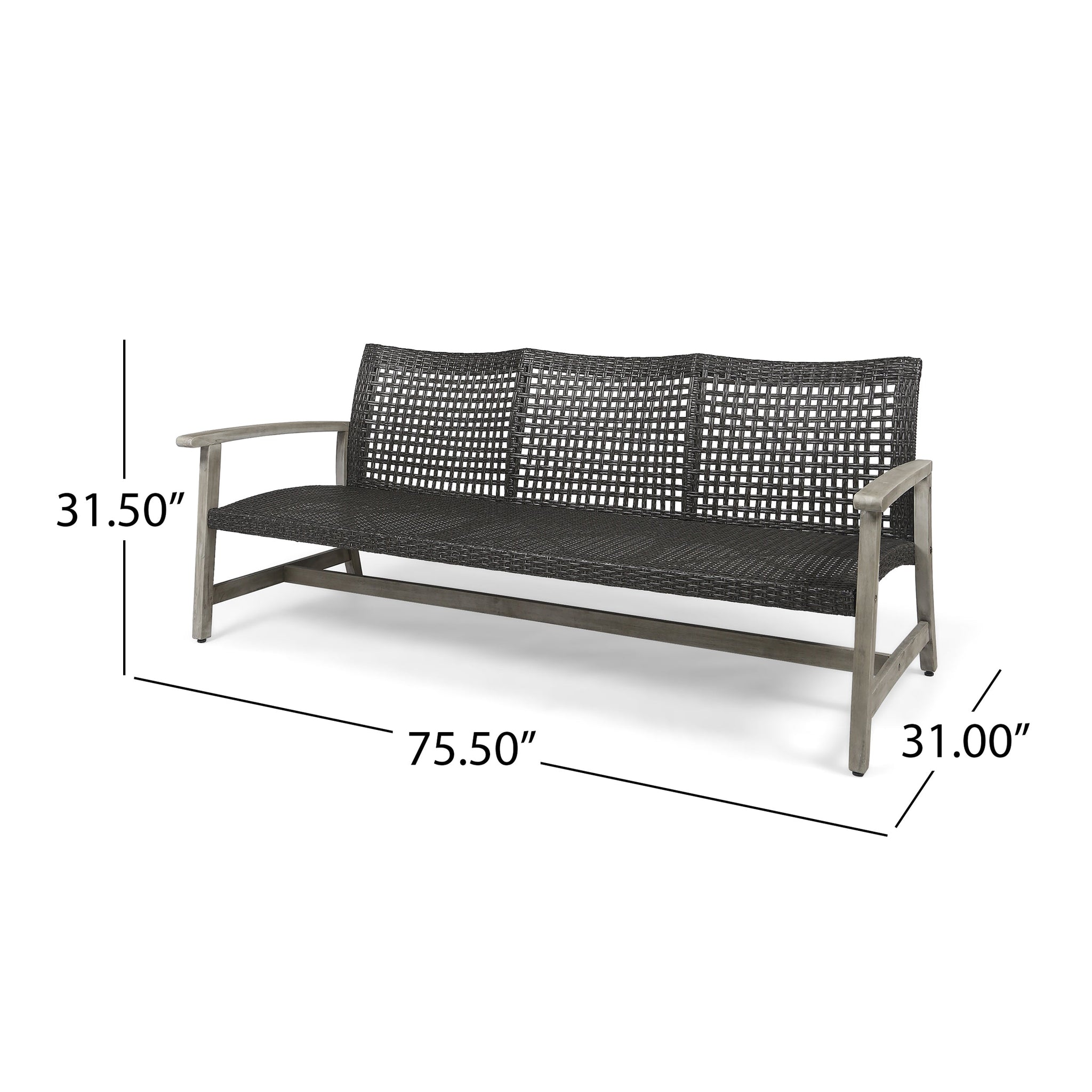 Outdoor Acacia Wood Wicker 3 Seater Sofa by HouseOfZazla