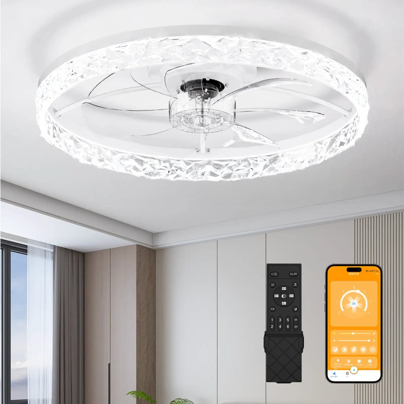 23.6" Ceiling Fan with Lights, Remote and App Control by HouseOfZazla