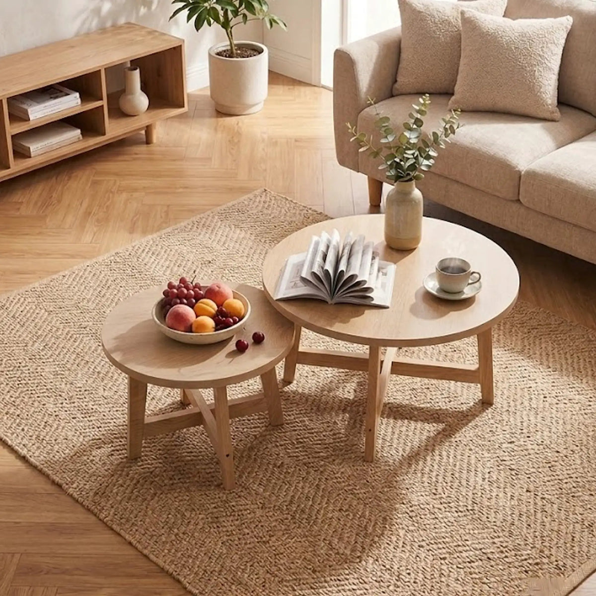 Set of 2 Round Nesting Coffee Tables by HouseOfZazla