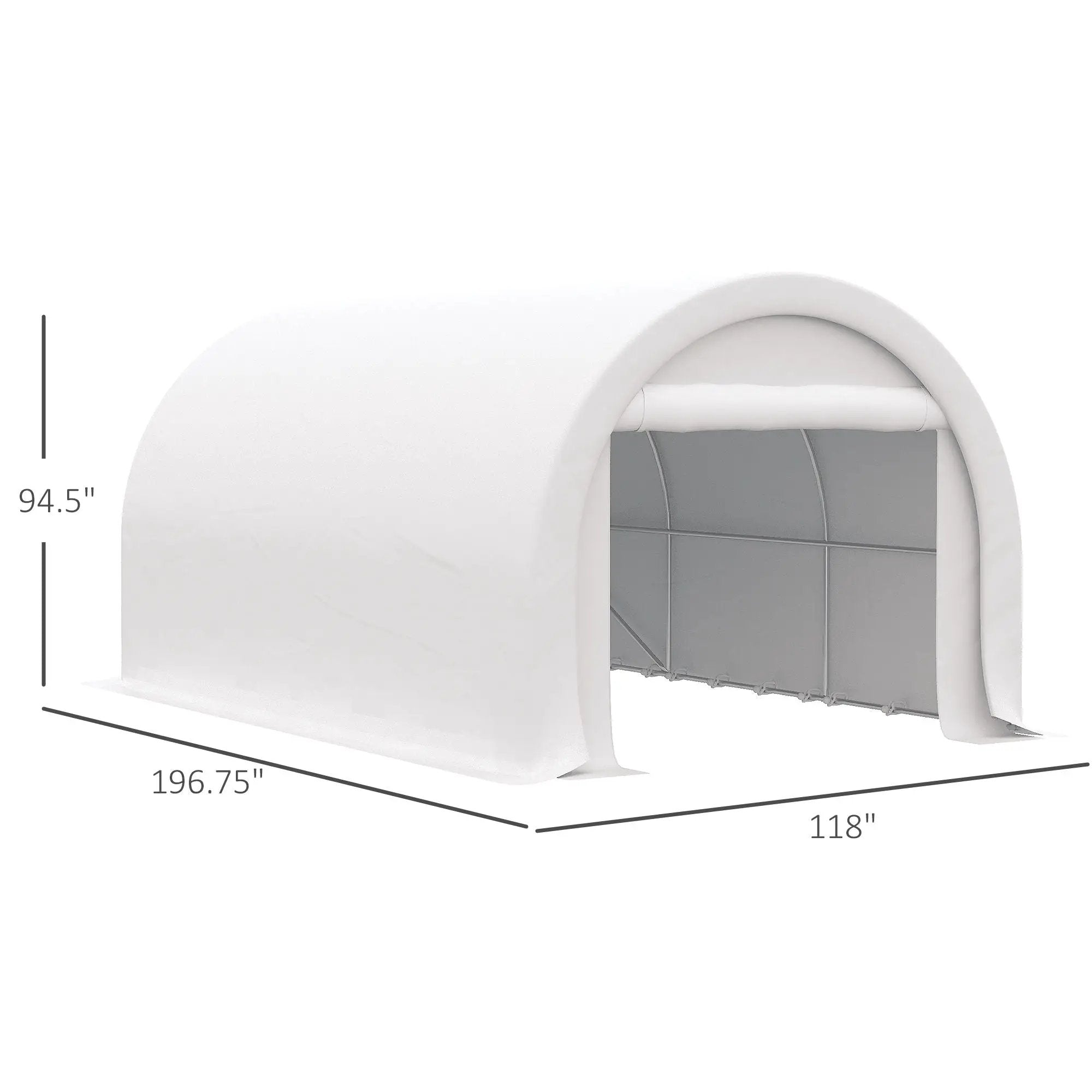 Outsunny - 10' x 16' Carport, Heavy Duty Portable Garage Storage Tent With Large Zippered Door, Anti-Uv Pe Canopy Cover For Car, Truck, Boat, Motorcycle, Bike, Garden Tools, Outdoor Work by Unique Piece Furniture