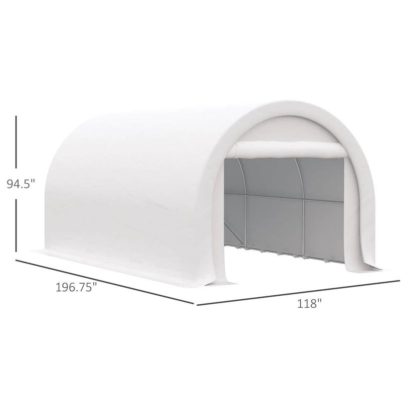 Outsunny - 10' x 16' Carport, Heavy Duty Portable Garage Storage Tent With Large Zippered Door, Anti-Uv Pe Canopy Cover For Car, Truck, Boat, Motorcycle, Bike, Garden Tools, Outdoor Work by Unique Piece Furniture