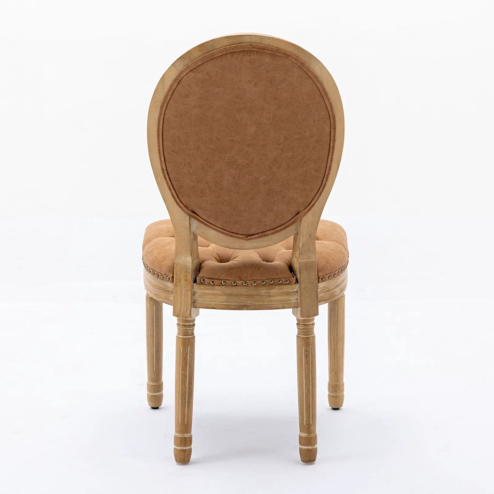 French Style Solid Wood Frame Antique Painting, Hand-Pulled Buckle Decoration Artificial Dining Chair With Nailhead Trim, Wood Legs by Unique Piece Furniture
