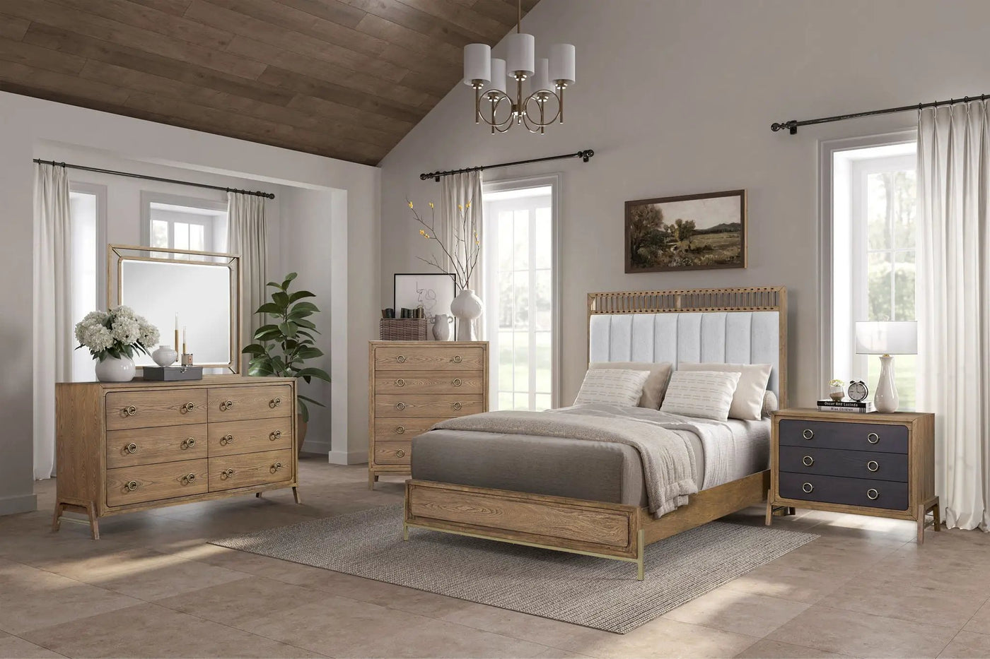 Elegant Design Upholstered And Strap Panel Bed by Unique Piece Furniture