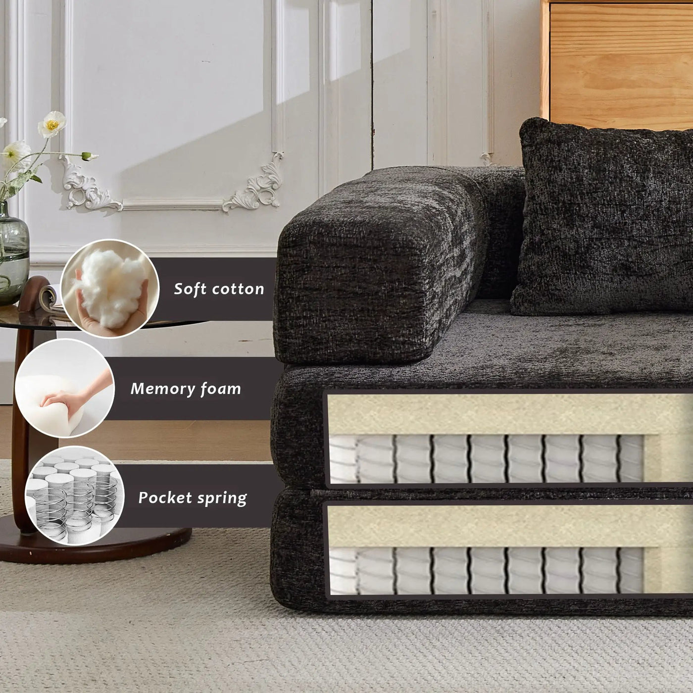 Convertible Floor Sofa Bed With Fixed Shape Frame For Living Room by HouseOfZazla
