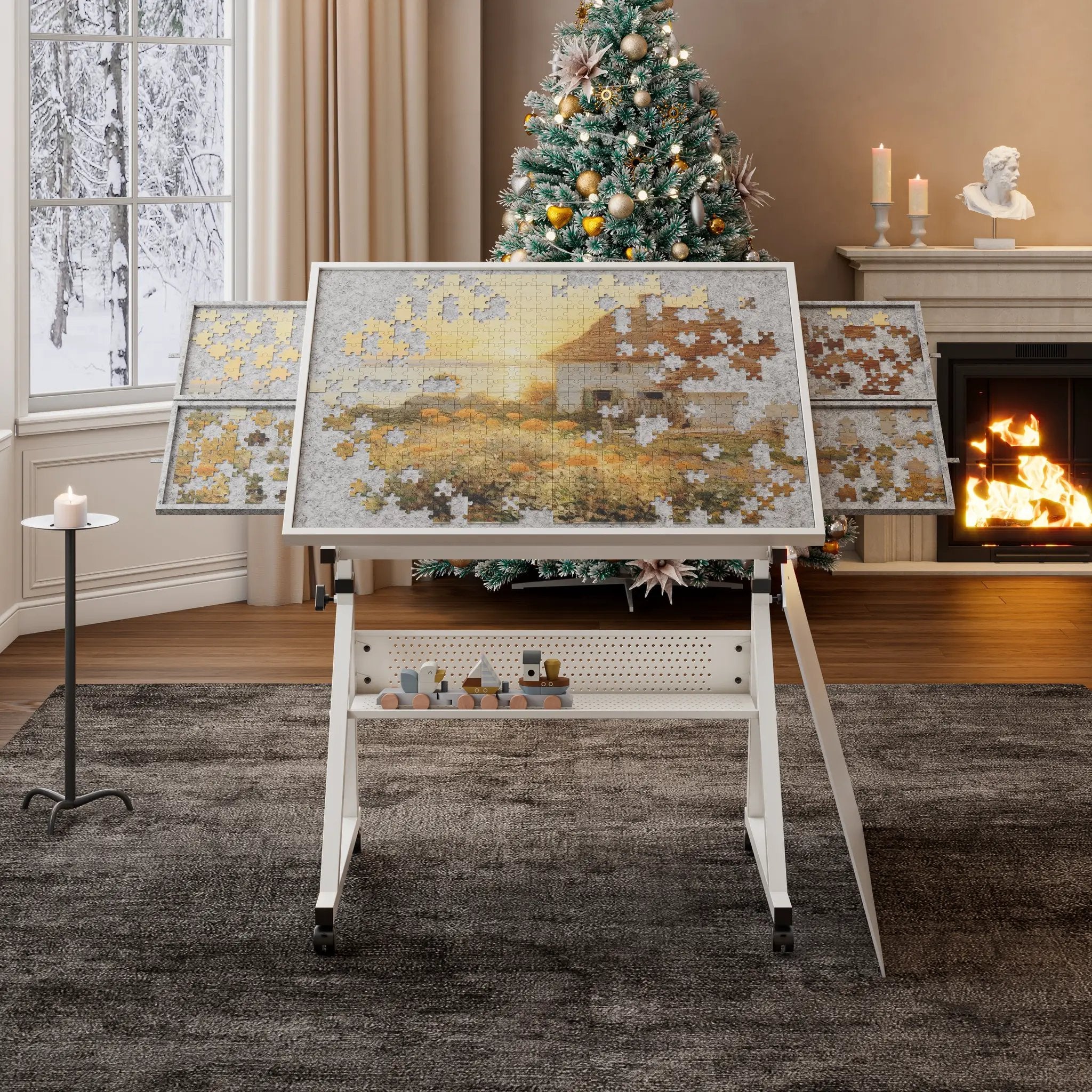1500 Pieces Jigsaw Puzzle Metal Table Board with 4 Trays by HouseOfZazla