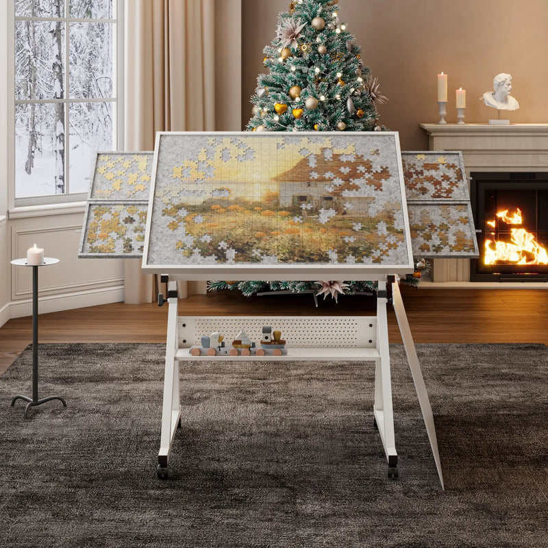 1500 Pieces Jigsaw Puzzle Metal Table Board with 4 Trays by HouseOfZazla