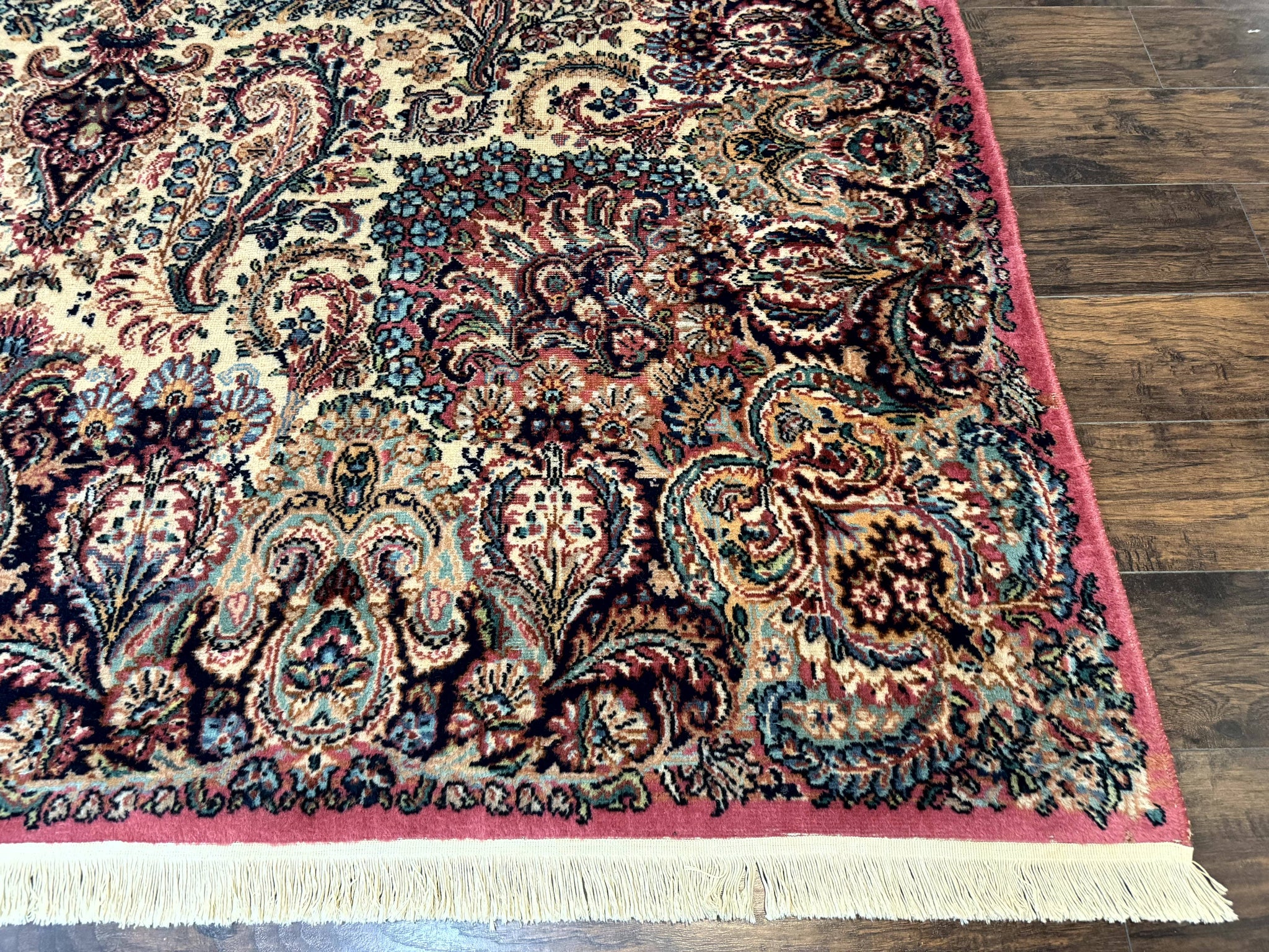 Antique Karastan Kirman Rug 8.8 x 12, Imperial Karastan #1427, Ivory Kirman by Jewel Rugs