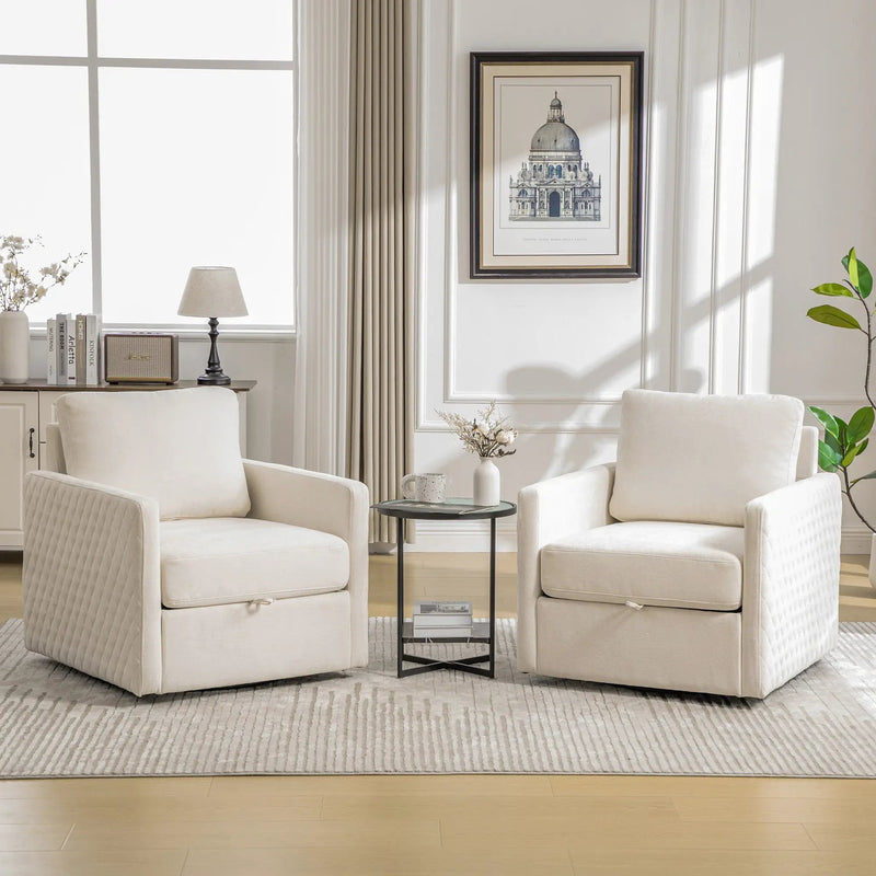 29.5''W Upholstered 360° Swivel Armchair with Hidden Storage by HouseOfZazla