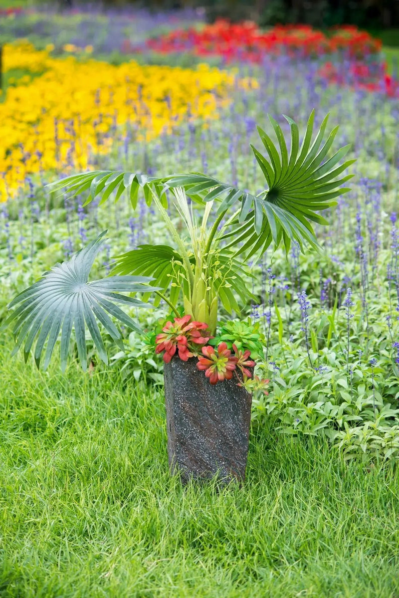 9.4x9.4x18.1' Cement Planter Large, Indoor Outdoor Garden Functional Decor by HouseOfZazla