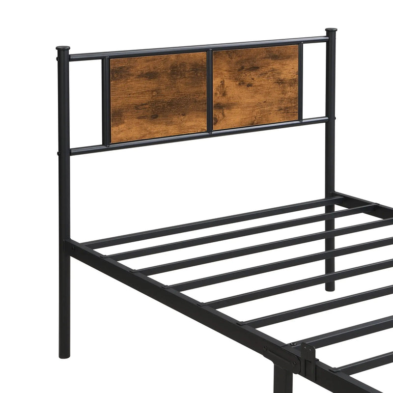 ModerMetal Bedframe With Wood Panel Headboard by HouseOfZazla