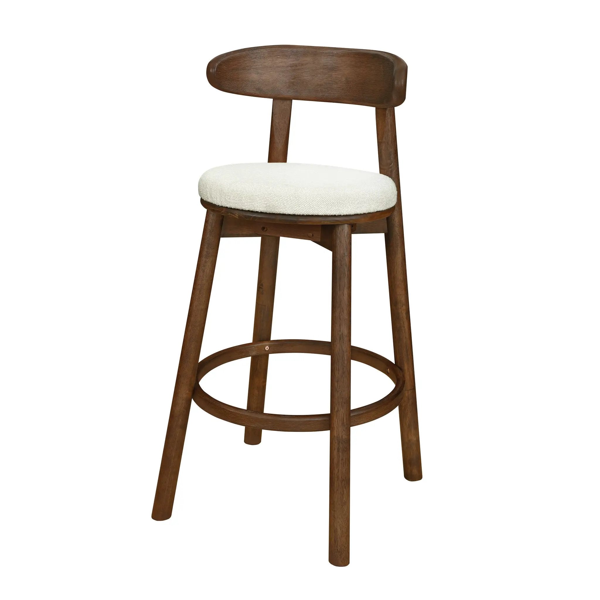 Round Cushion Bar Stools (Walnut + Beige) by HouseOfZazla