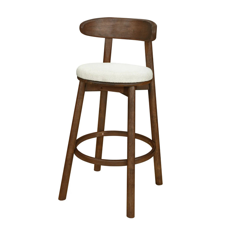 Round Cushion Bar Stools (Walnut + Beige) by HouseOfZazla