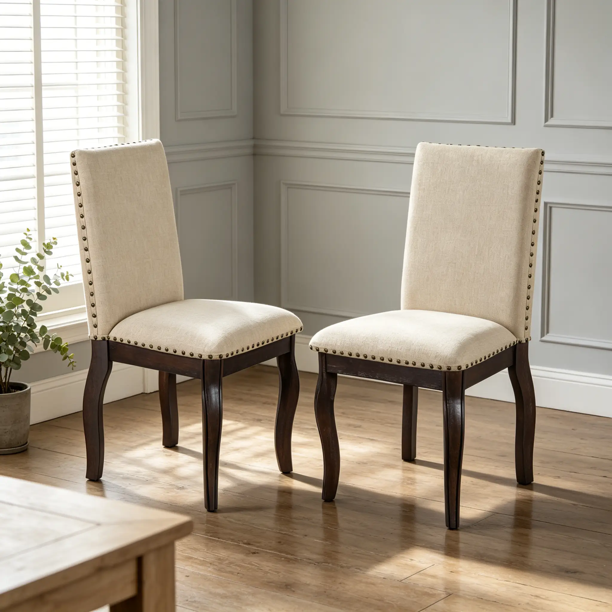 TREXM Set of 2 Dining Chairs with Nailhead (Espresso) by HouseOfZazla