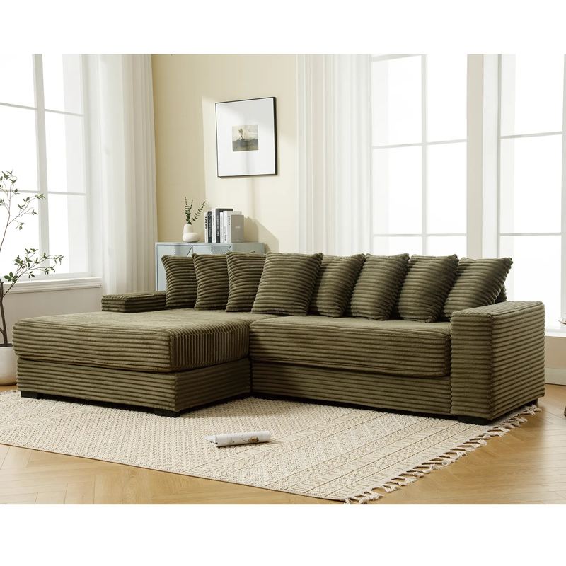 Oversized Two-Piece Corduroy Sofa with Left Chaise Daybed by HouseOfZazla