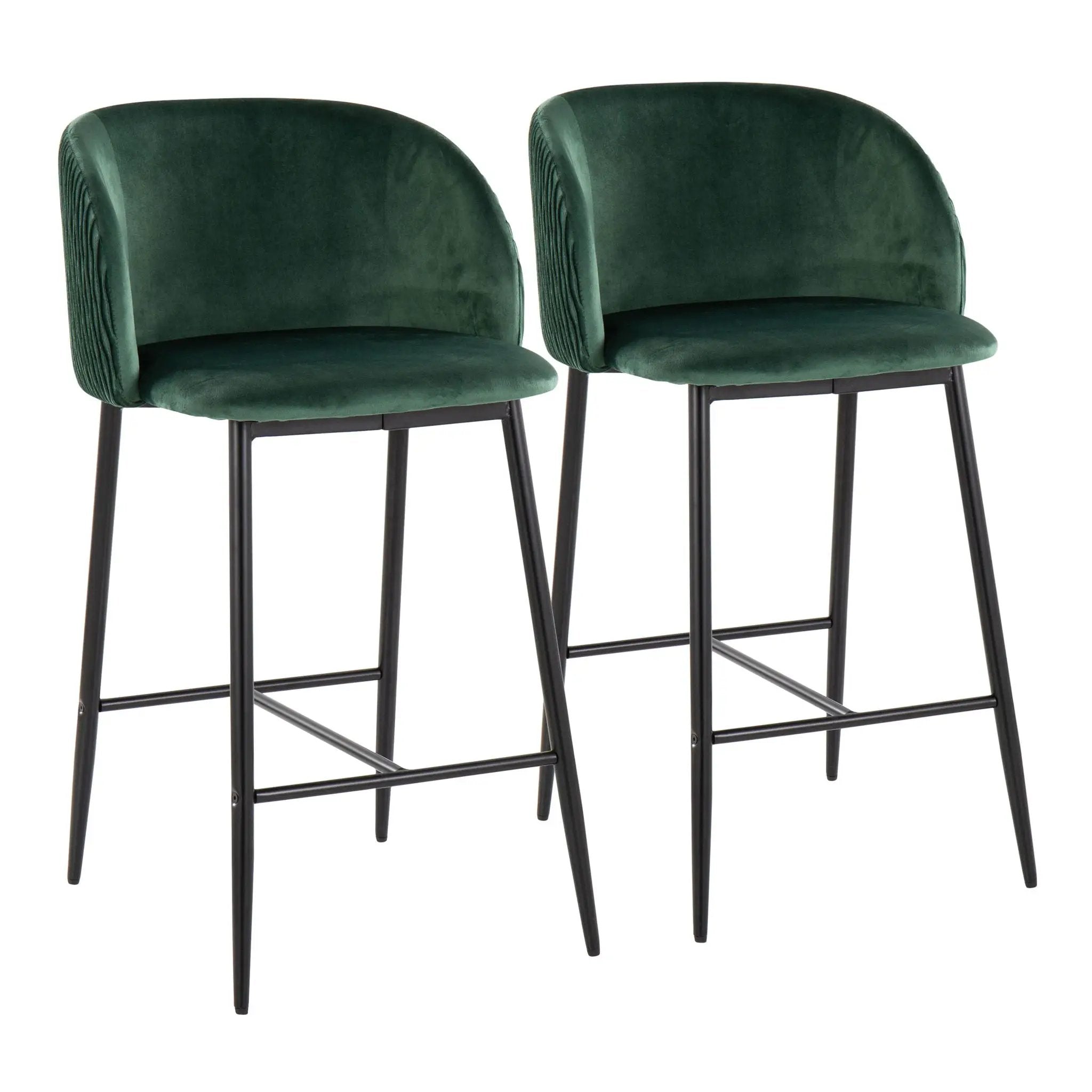 Fran - Pleated Waves Contemporary Fixed Height Counter Stool (Set of 2) by HouseOfZazla