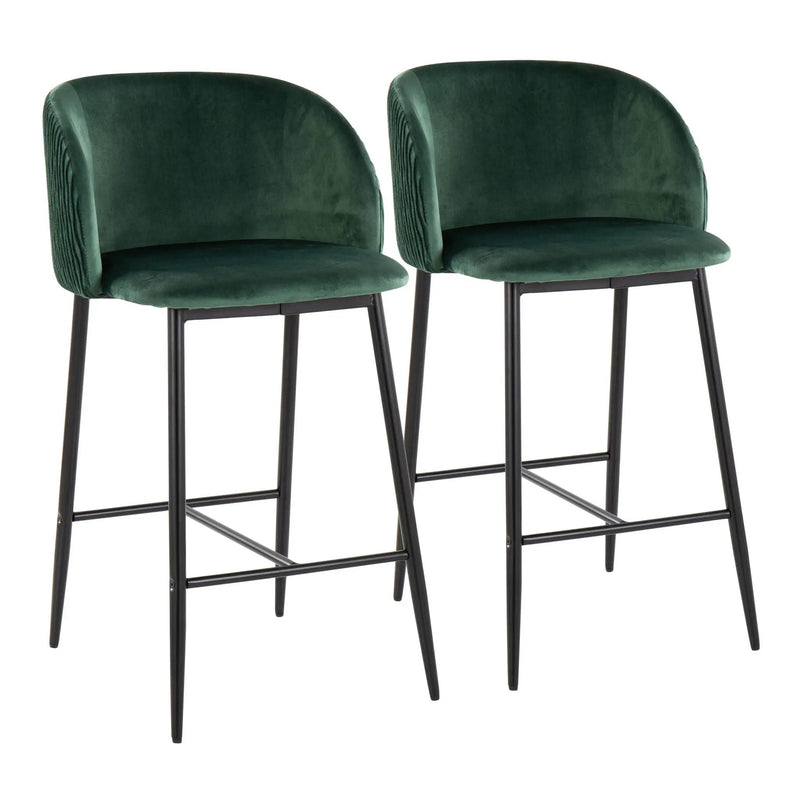 Fran - Pleated Waves Contemporary Fixed Height Counter Stool (Set of 2) by HouseOfZazla