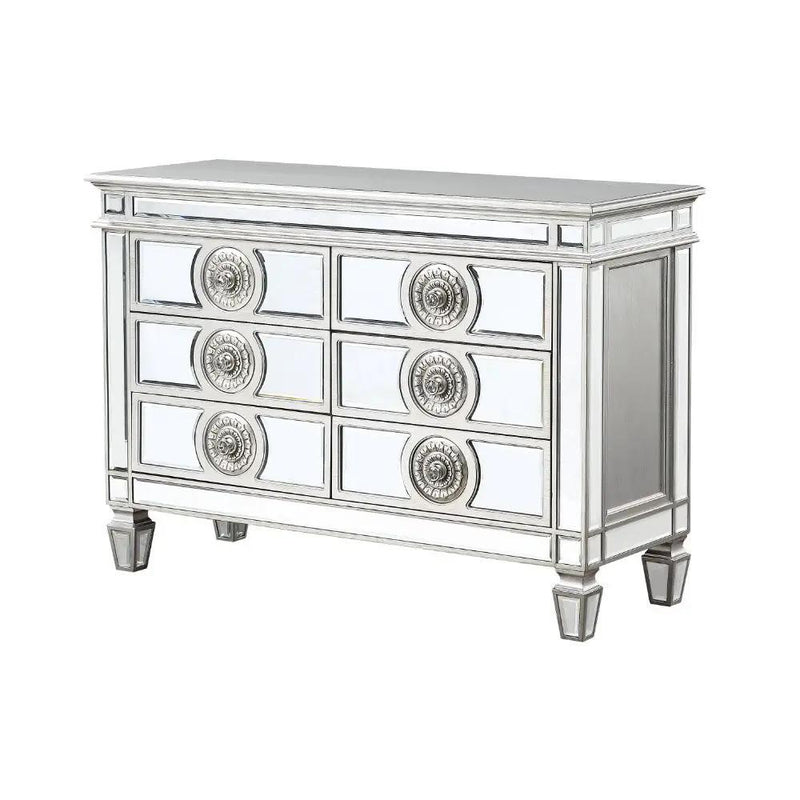 Varian - 34" Server - Mirrored & Antique Platinum by Unique Piece Furniture