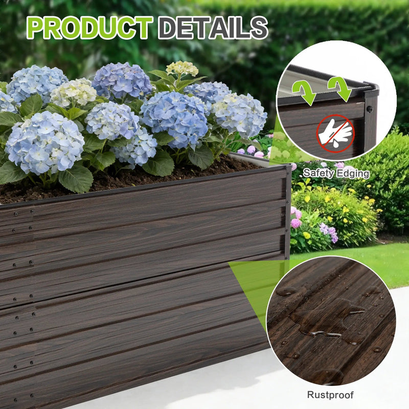 8x4x2 FT Woodgrain Galvanized Raised Garden Bed Set by HouseOfZazla