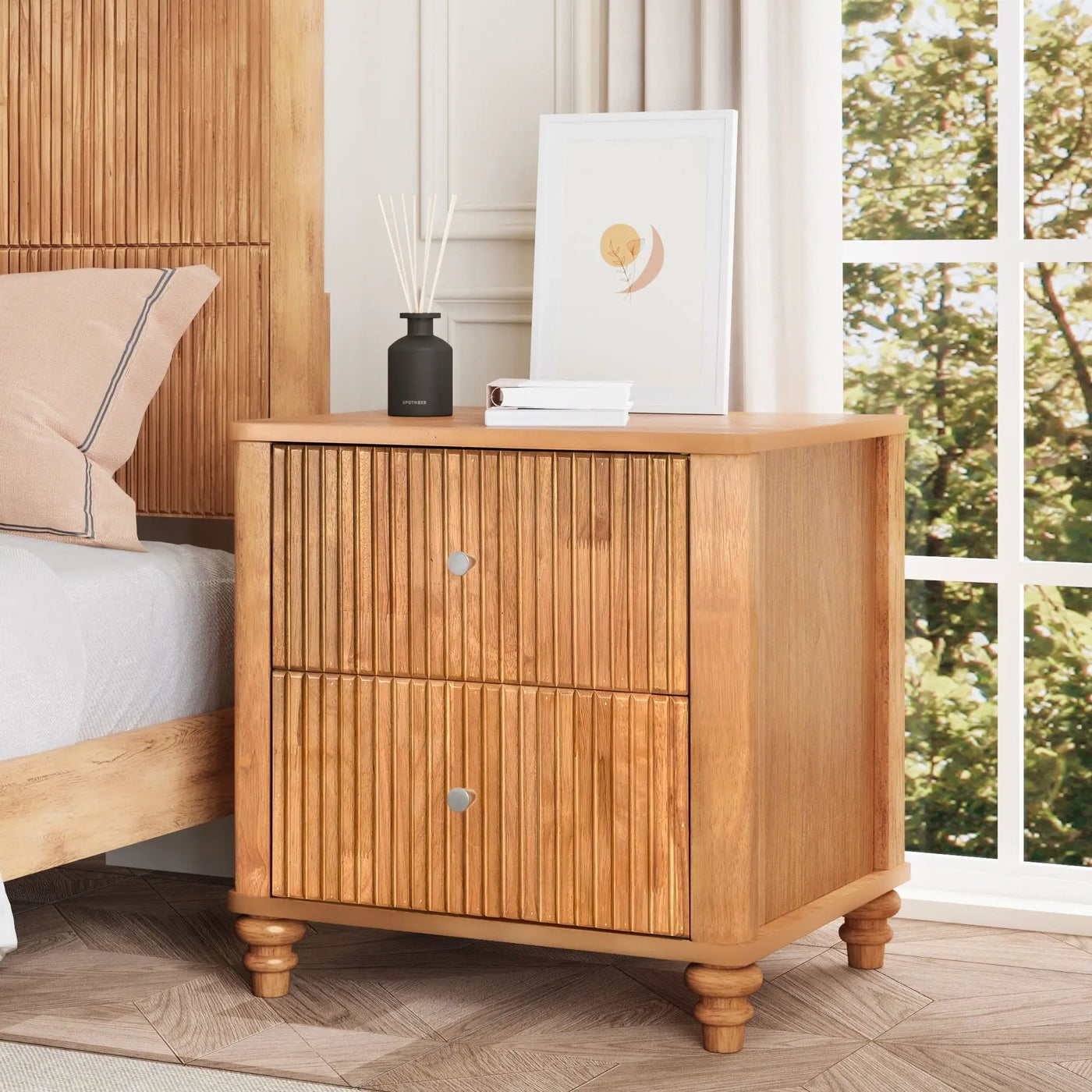 Modern Fluted Nightstand With 3 Drawers by HouseOfZazla