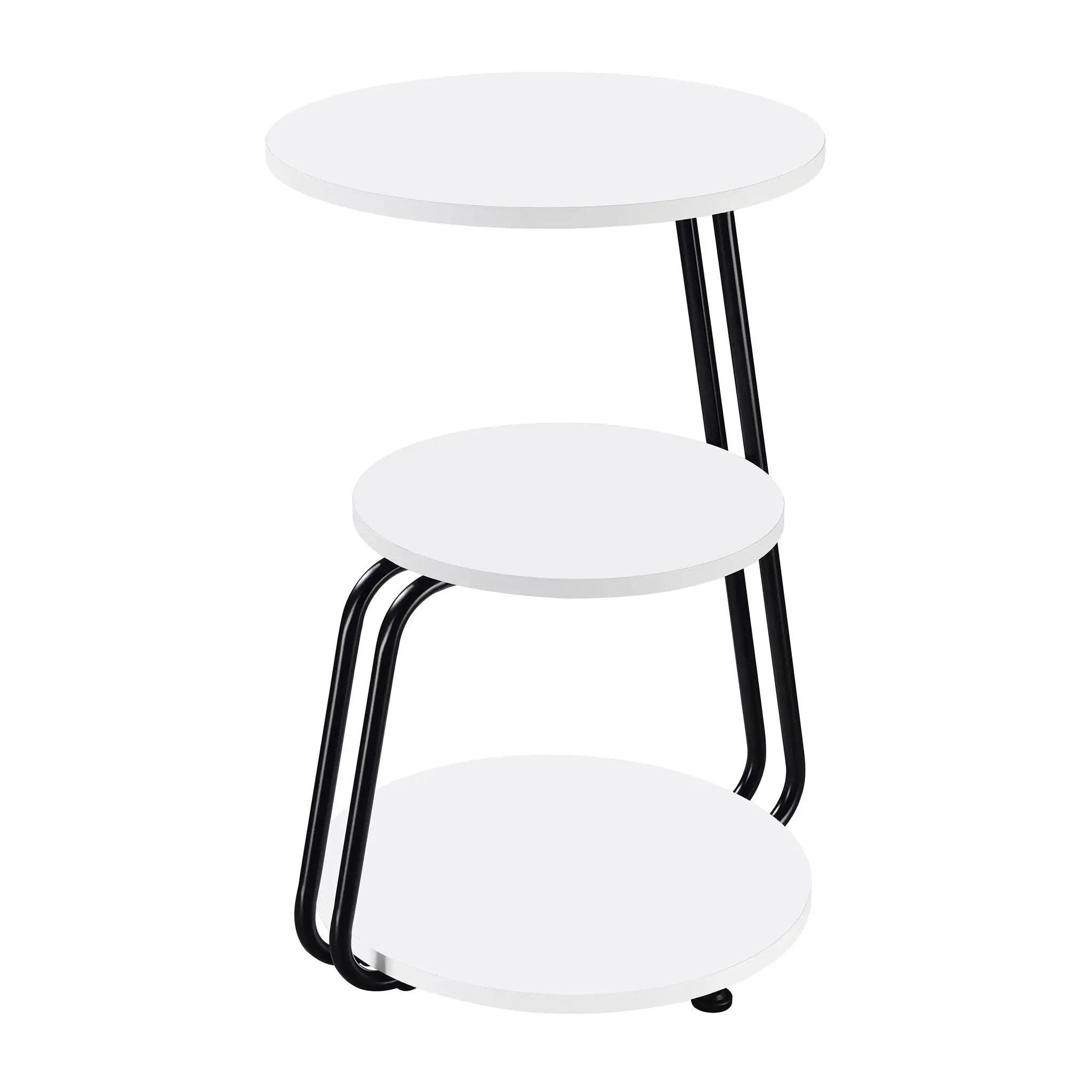 Hilly 3-tier Round Accent Side Table White and Black by Unique Piece Furniture