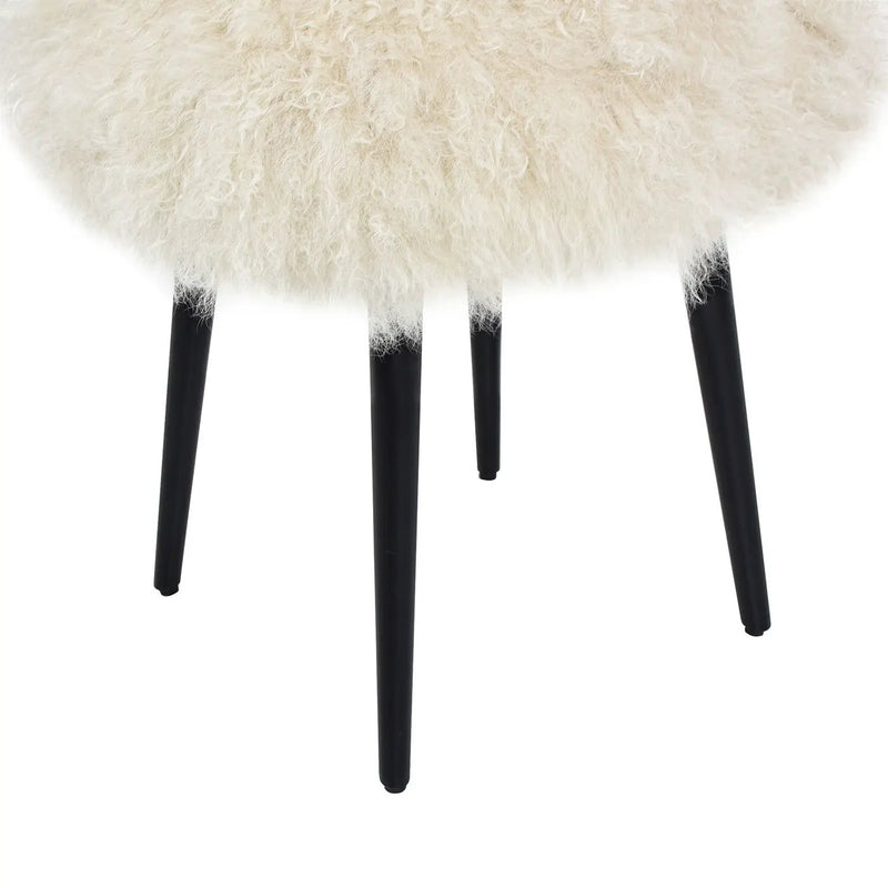 Alberta - Mongolian Sheepskin Round Ottoman by HouseOfZazla