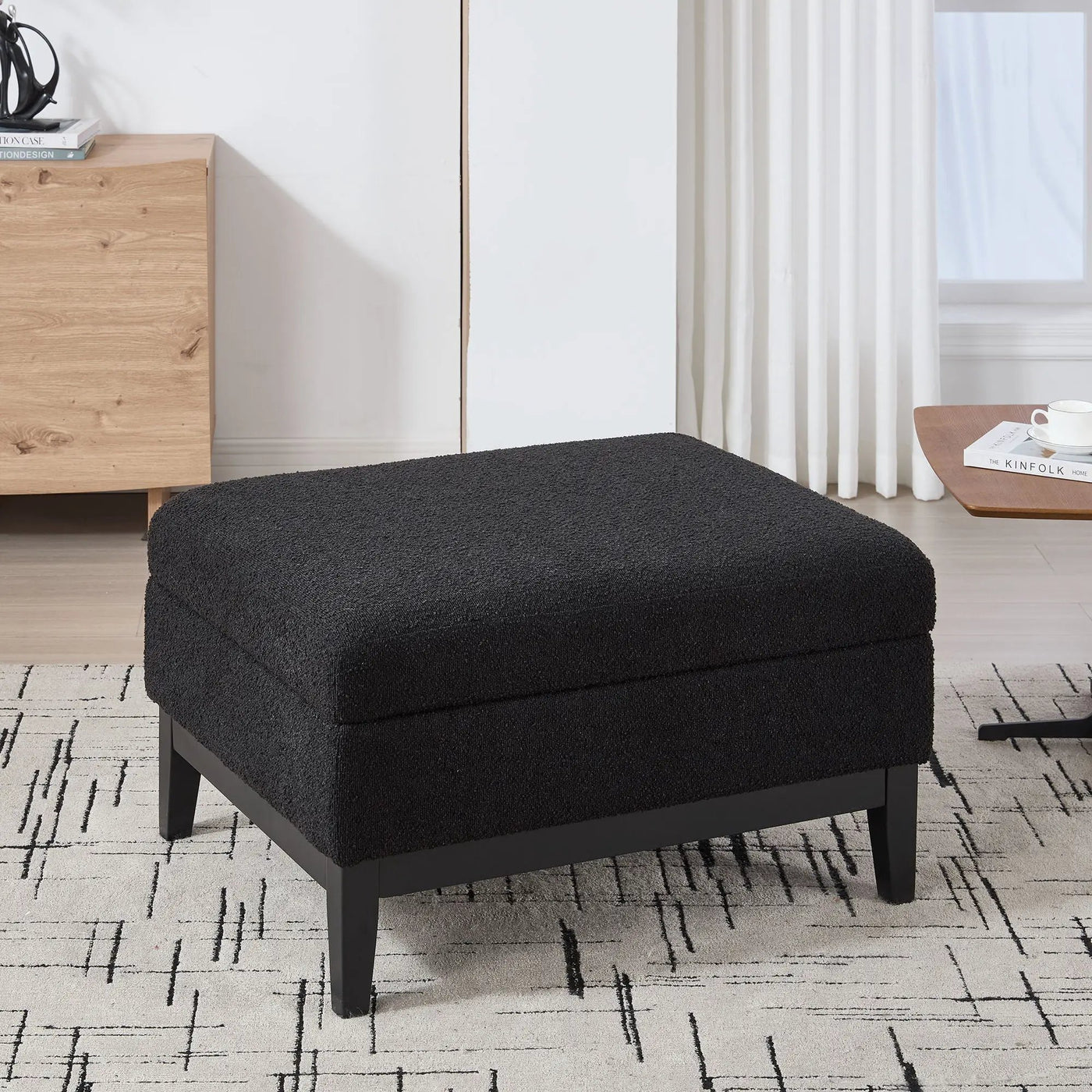 Upholstered Storage Ottoman With Reversible Lid Coffee Table With Rubberwood Legs by Unique Piece Furniture