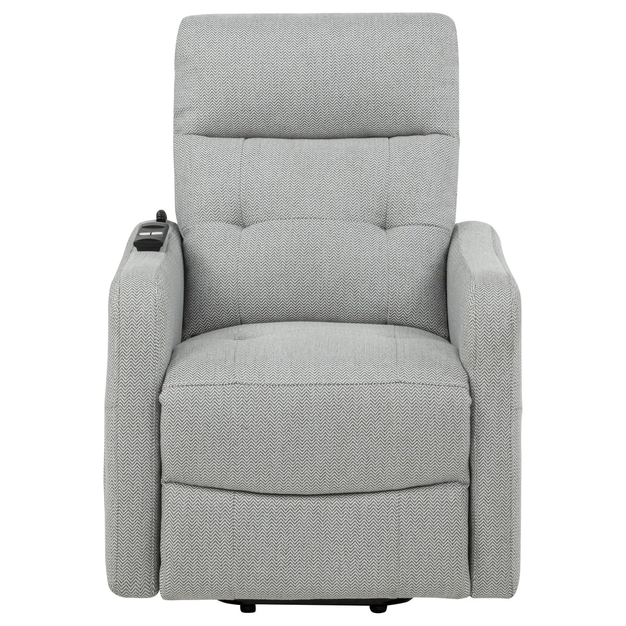 Dayes Upholstered Power Lift Recliner Chair Light Grey by Unique Piece Furniture