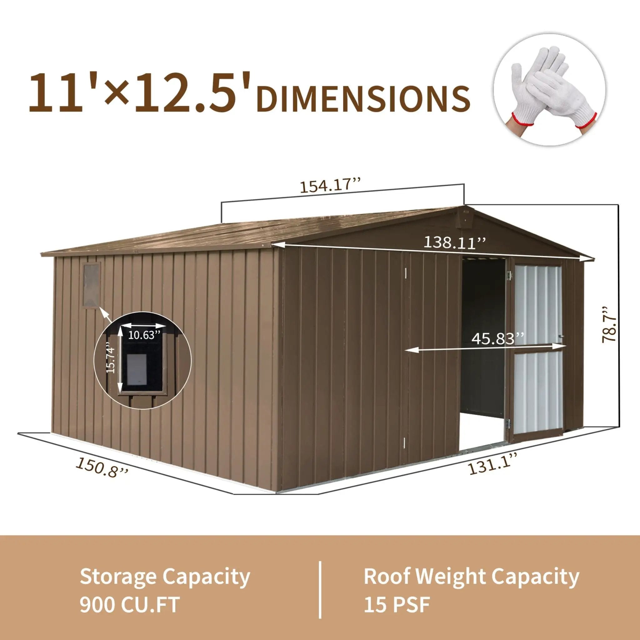 [11X12FT] Outdoor Backyard Storage Metal Shed With Galvanized Steel Frame, Windows, And Lockable Doors (SAK60167) by SAKSBY WHOLESALE
