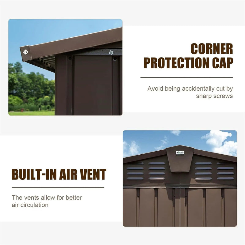 [11X12FT] Outdoor Backyard Storage Metal Shed With Galvanized Steel Frame, Windows, And Lockable Doors (SAK60167) by SAKSBY WHOLESALE
