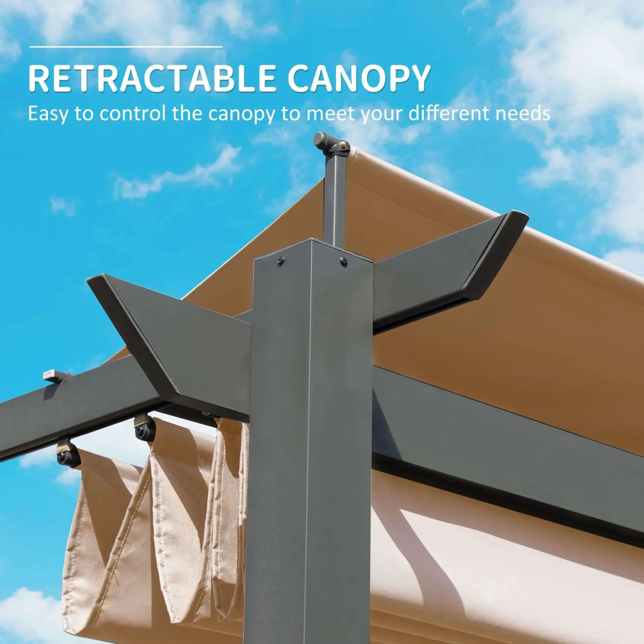 [11X16FT] Alora Heavy-Duty Outdoor Retractable Aluminum Pergola With Weather-Resistant Canopy (SAK91853) by SAKSBY WHOLESALE