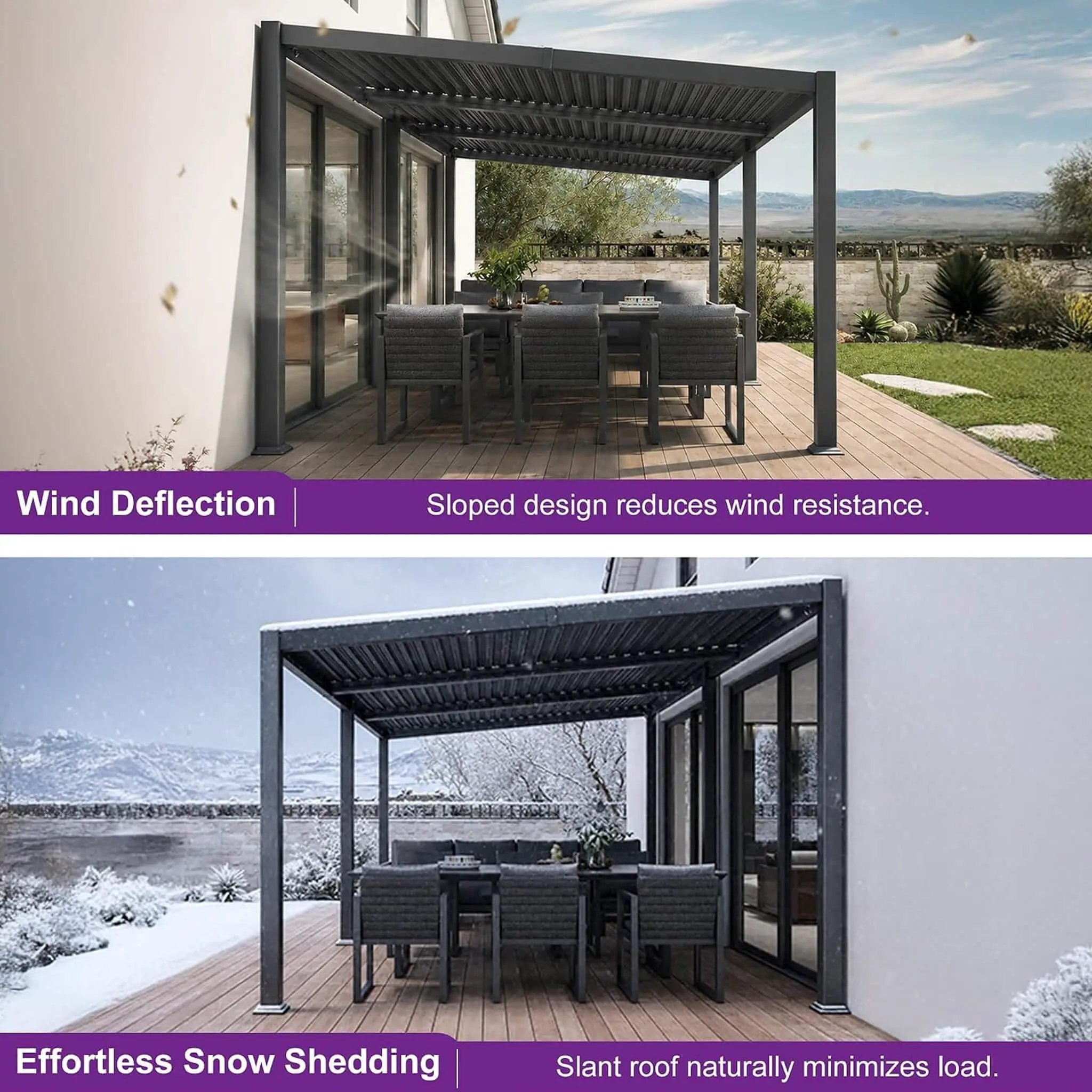 [11X18FT] Modern Louvered Aluminum Pergola With Sloped Roof (SAK29326) by SAKSBY WHOLESALE