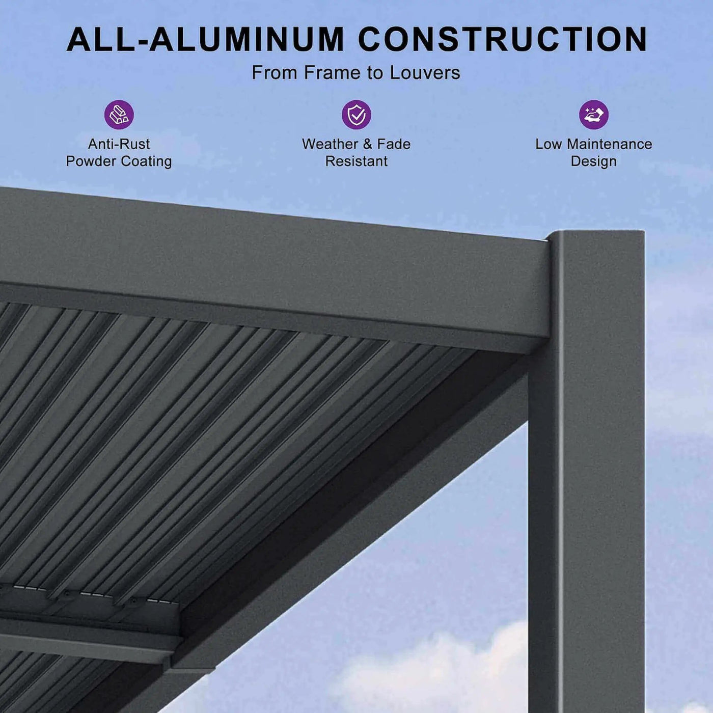 [11X18FT] Modern Wall-Mounted Louvered Pergola With Aluminum Frame (SAK69081) by SAKSBY WHOLESALE