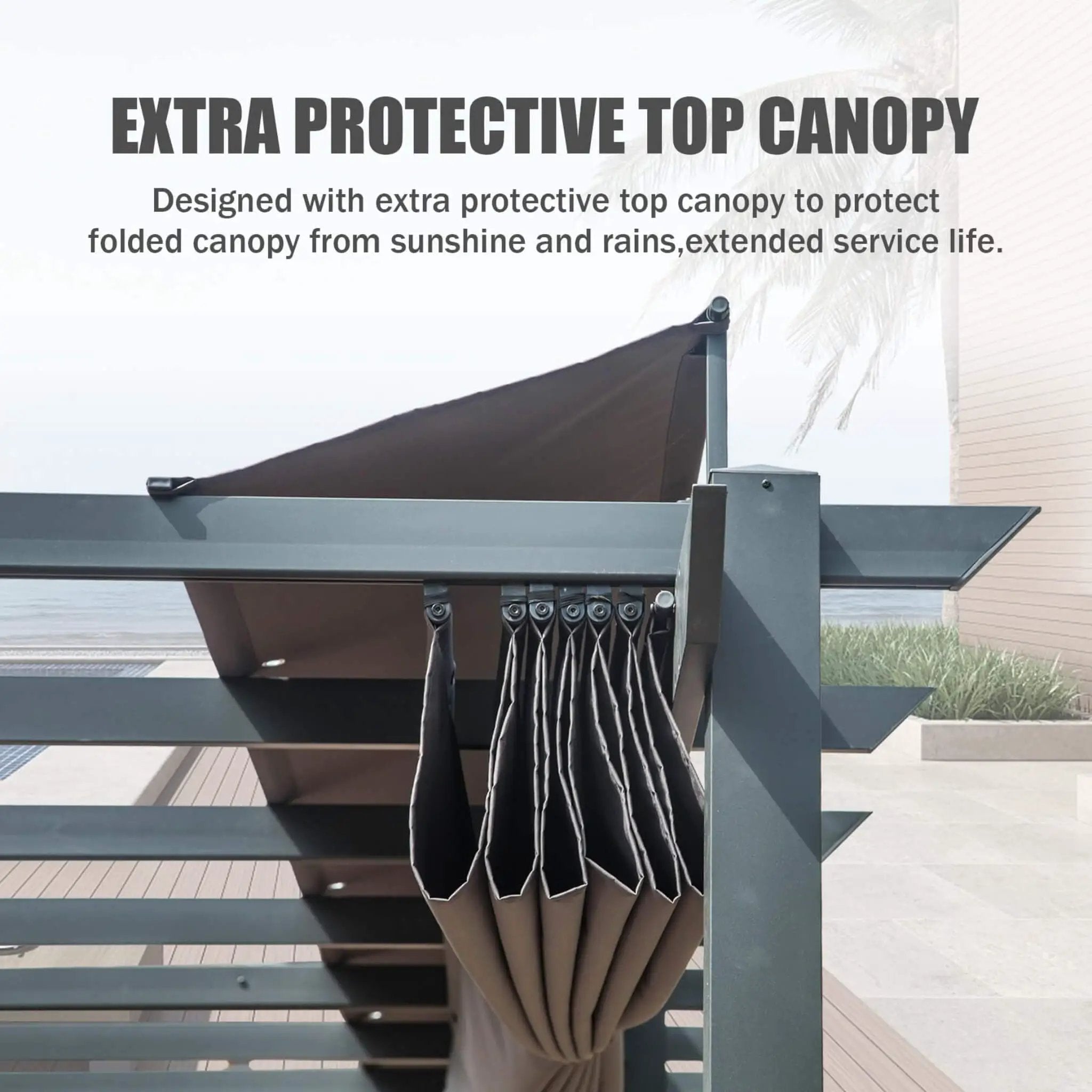 [11X20FT] Alora Premium Outdoor Retractable Aluminum Pergola With Weather-Resistant Canopy (SAK54612) by SAKSBY WHOLESALE