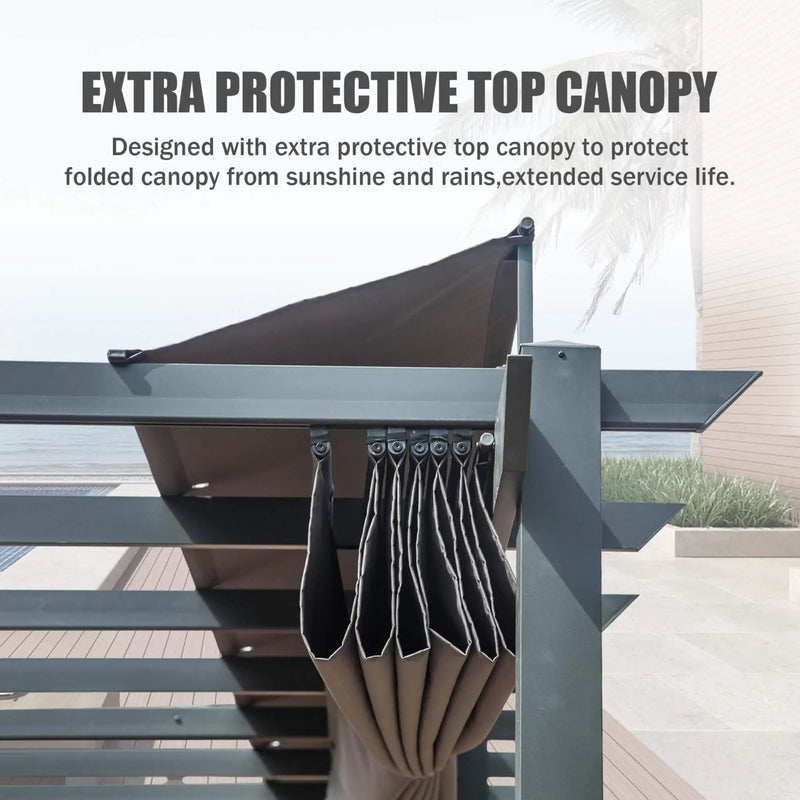 [11X20FT] Alora Premium Outdoor Retractable Aluminum Pergola With Weather-Resistant Canopy (SAK54612) by SAKSBY WHOLESALE