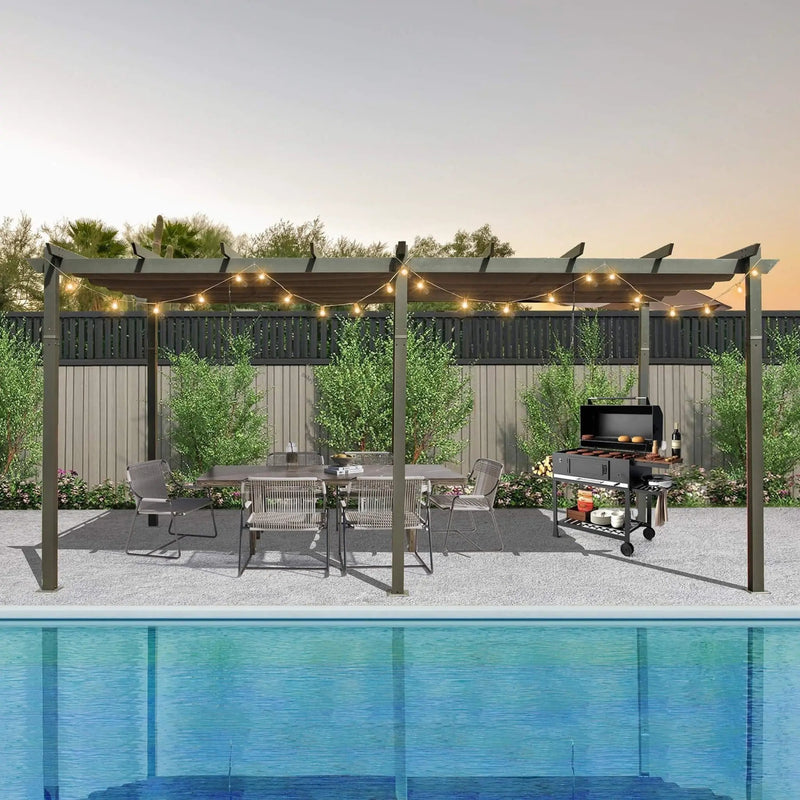 [11X20FT] Alora Premium Outdoor Retractable Aluminum Pergola With Weather-Resistant Canopy (SAK54612) by SAKSBY WHOLESALE