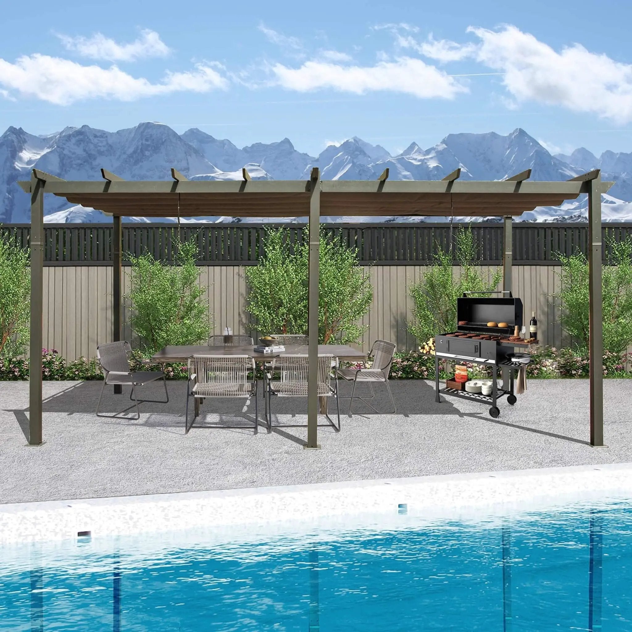 [11X20FT] Alora Premium Outdoor Retractable Aluminum Pergola With Weather-Resistant Canopy (SAK54612) by SAKSBY WHOLESALE