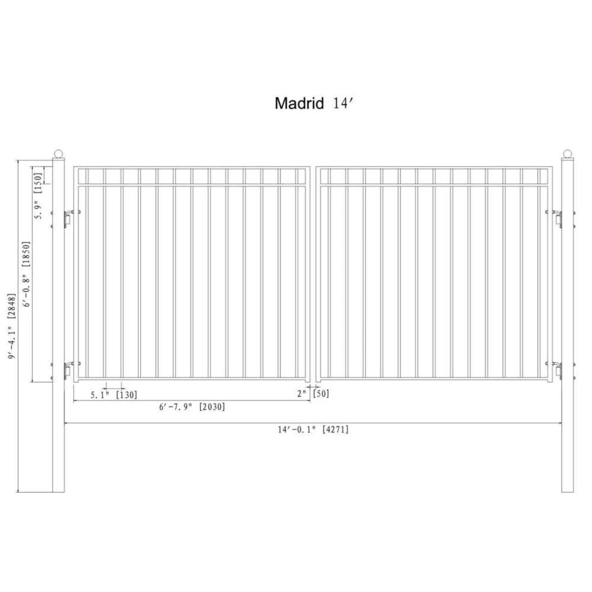[12-18FT] Heavy-Duty Madrid-Style Premium Steel Dual-Swing Driveway Gate (SAK38546) by SAKSBY WHOLESALE