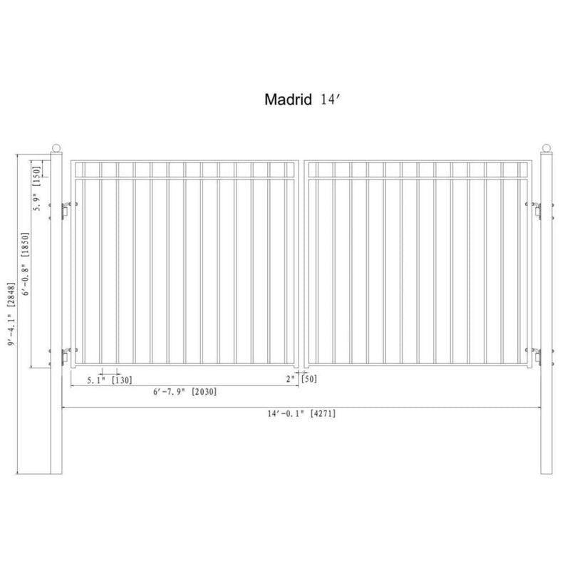 [12-18FT] Heavy-Duty Madrid-Style Premium Steel Dual-Swing Driveway Gate (SAK38546) by SAKSBY WHOLESALE