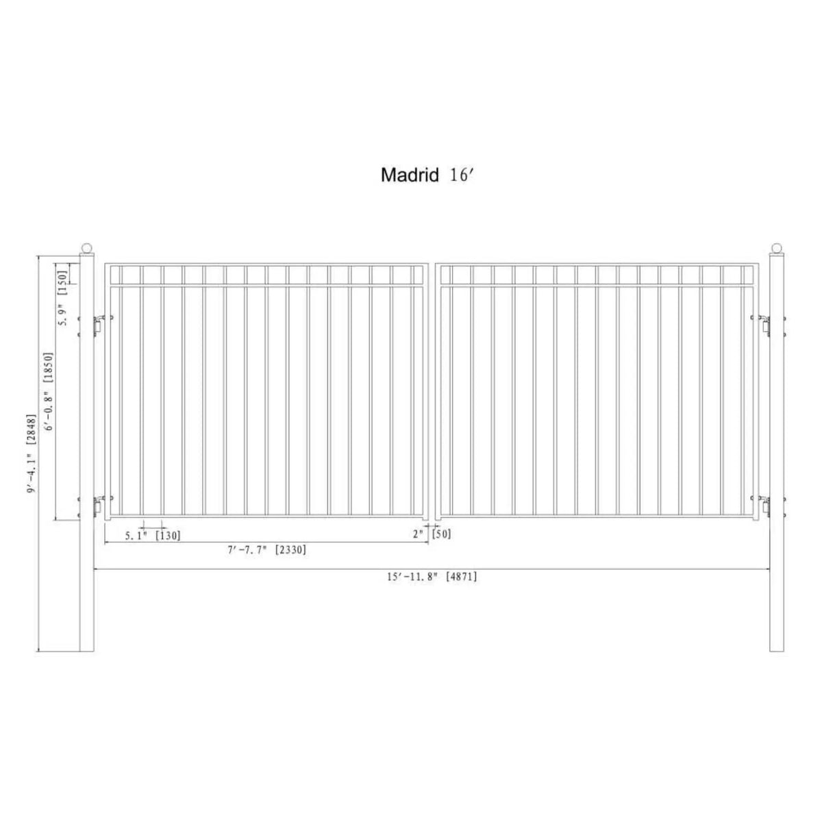 [12-18FT] Heavy-Duty Madrid-Style Premium Steel Dual-Swing Driveway Gate (SAK38546) by SAKSBY WHOLESALE